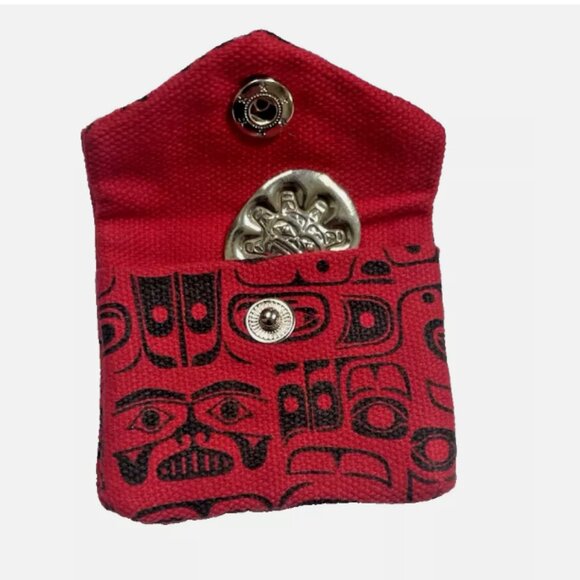 Pocket Spirit Coin Poch Red - Chilkat Whale design by Namgis artist Ryan Cranmer - Picture 3 of 8